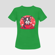 Load image into Gallery viewer, Boston Terrier and Coffee Love Women&#39;s Cotton T-Shirts - 5 Colors-Apparel-Apparel, Boston Terrier, Shirt, T Shirt-10