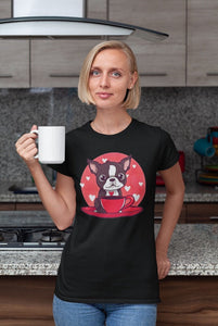 Boston Terrier and Coffee Love Women's Cotton T-Shirts - 5 Colors-Apparel-Apparel, Boston Terrier, Shirt, T Shirt-Black-Small-2