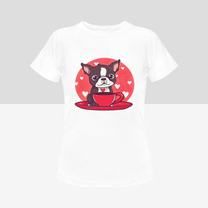 Boston Terrier and Coffee Love Women's Cotton T-Shirts - 5 Colors-Apparel-Apparel, Boston Terrier, Shirt, T Shirt-6