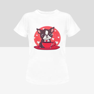 Boston Terrier and Coffee Love Women's Cotton T-Shirts - 5 Colors-Apparel-Apparel, Boston Terrier, Shirt, T Shirt-6