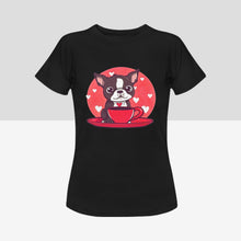 Load image into Gallery viewer, Boston Terrier and Coffee Love Women&#39;s Cotton T-Shirts - 5 Colors-Apparel-Apparel, Boston Terrier, Shirt, T Shirt-7