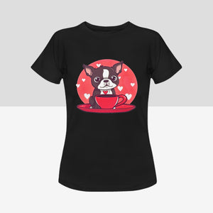 Boston Terrier and Coffee Love Women's Cotton T-Shirts - 5 Colors-Apparel-Apparel, Boston Terrier, Shirt, T Shirt-7