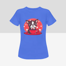 Load image into Gallery viewer, Boston Terrier and Coffee Love Women&#39;s Cotton T-Shirts - 5 Colors-Apparel-Apparel, Boston Terrier, Shirt, T Shirt-8