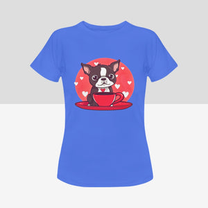 Boston Terrier and Coffee Love Women's Cotton T-Shirts - 5 Colors-Apparel-Apparel, Boston Terrier, Shirt, T Shirt-8