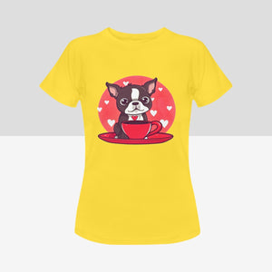 Boston Terrier and Coffee Love Women's Cotton T-Shirts - 5 Colors-Apparel-Apparel, Boston Terrier, Shirt, T Shirt-9