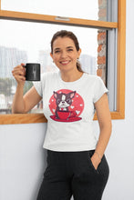 Load image into Gallery viewer, Boston Terrier and Coffee Love Women&#39;s Cotton T-Shirts - 5 Colors-Apparel-Apparel, Boston Terrier, Shirt, T Shirt-White-Small-1