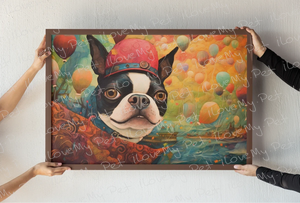 Boston Terrier Balloonist Wall Art Poster-Art-Boston Terrier, Dog Art, Home Decor, Poster-2