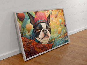 Boston Terrier Balloonist Wall Art Poster-Art-Boston Terrier, Dog Art, Home Decor, Poster-Light Canvas-Tiny - 8x10"-1