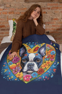 Most Incredible Boston Terrier Love Soft Warm Fleece Blanket-Blanket-Blankets, Boston Terrier, Home Decor-1