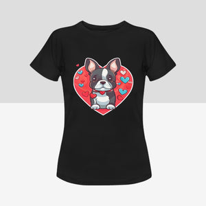 Boston Terrier Boy and Girl Love Women's Cotton T-Shirts - 2 Designs - 5 Colors-Apparel-Apparel, Boston Terrier, Shirt, T Shirt-4