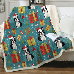 Boston Terrier Christmas Cheer Christmas Blanket-Blanket-Blankets, Boston Terrier, Christmas, Home Decor-2
