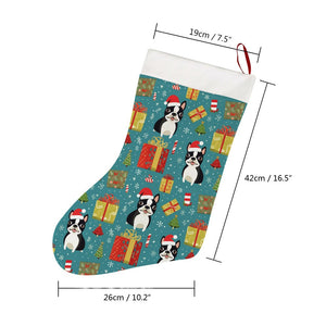 Boston Terrier Christmas Cheer Christmas Stocking-Christmas Ornament-Boston Terrier, Christmas, Home Decor-26X42CM-White-4