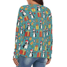 Load image into Gallery viewer, Boston Terrier Christmas Cheer Women&#39;s V-Neck Christmas Sweater-Apparel--2