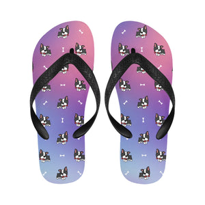 Boston Terrier Daydreams Unisex Flip Flop Slippers - 5 Colors-Footwear-Accessories, Boston Terrier, Slippers-Midnight Blush (deep purple to pink)-S-5
