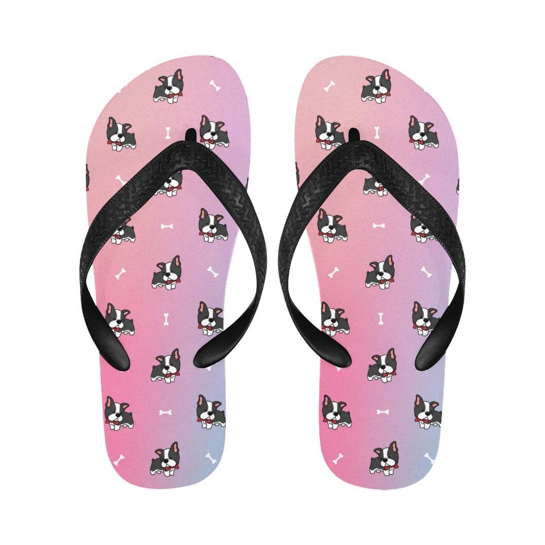 Boston Terrier Daydreams Unisex Flip Flop Slippers - 5 Colors-Footwear-Accessories, Boston Terrier, Slippers-Magenta Melt (pink to light magenta)-S-1