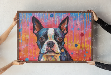 Boston Terrier Dreamscape Wall Art Poster-Art-Boston Terrier, Dog Art, Home Decor, Poster-Light Canvas-Tiny - 8x10"-1