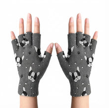 Load image into Gallery viewer, Boston Terrier Face Touch Screen Gloves-Accessories-Accessories,Boston Terrier,Dog Dad Gifts,Dog Mom Gifts,Gloves-Gray-Fingerless Gloves-3
