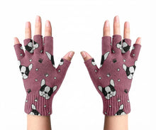 Load image into Gallery viewer, Boston Terrier Face Touch Screen Gloves-Accessories-Accessories,Boston Terrier,Dog Dad Gifts,Dog Mom Gifts,Gloves-Rose gold-Fingerless Gloves-1