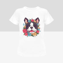 Load image into Gallery viewer, Boston Terrier in Bloom Women&#39;s Cotton T-Shirts - 4 Colors-Apparel-Apparel, Boston Terrier, Shirt, T Shirt-5