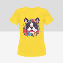 Load image into Gallery viewer, Boston Terrier in Bloom Women&#39;s Cotton T-Shirts - 4 Colors-Apparel-Apparel, Boston Terrier, Shirt, T Shirt-7