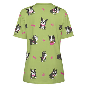 Boston Terrier Love All Over Print Women's Cotton T-Shirt - 4 Colors-Apparel-Apparel, Boston Terrier, Shirt, T Shirt-3