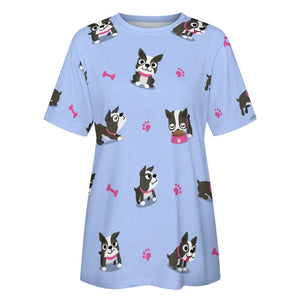 Boston Terrier Love All Over Print Women's Cotton T-Shirt - 4 Colors-Apparel-Apparel, Boston Terrier, Shirt, T Shirt-4