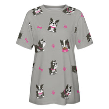 Load image into Gallery viewer, Boston Terrier Love All Over Print Women&#39;s Cotton T-Shirt - 4 Colors-Apparel-Apparel, Boston Terrier, Shirt, T Shirt-14
