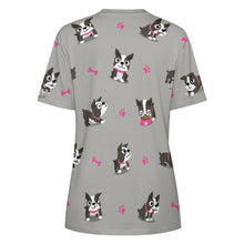 Load image into Gallery viewer, Boston Terrier Love All Over Print Women&#39;s Cotton T-Shirt - 4 Colors-Apparel-Apparel, Boston Terrier, Shirt, T Shirt-12