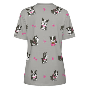 Boston Terrier Love All Over Print Women's Cotton T-Shirt - 4 Colors-Apparel-Apparel, Boston Terrier, Shirt, T Shirt-12