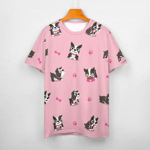 Boston Terrier Love All Over Print Women's Cotton T-Shirt - 4 Colors-Apparel-Apparel, Boston Terrier, Shirt, T Shirt-8