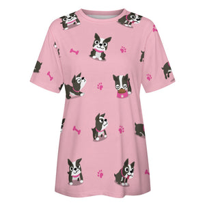 Boston Terrier Love All Over Print Women's Cotton T-Shirt - 4 Colors-Apparel-Apparel, Boston Terrier, Shirt, T Shirt-7