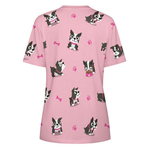 Boston Terrier Love All Over Print Women's Cotton T-Shirt - 4 Colors-Apparel-Apparel, Boston Terrier, Shirt, T Shirt-17