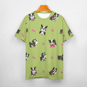 Boston Terrier Love All Over Print Women's Cotton T-Shirt - 4 Colors-Apparel-Apparel, Boston Terrier, Shirt, T Shirt-15