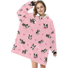 Load image into Gallery viewer, Boston Terrier Love Blanket Hoodie for Women - 4 Colors-Apparel-Apparel, Blankets, Boston Terrier-Pink-3