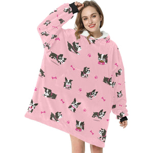 Boston Terrier Love Blanket Hoodie for Women - 4 Colors-Apparel-Apparel, Blankets, Boston Terrier-Pink-3