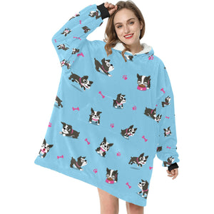 Boston Terrier Love Blanket Hoodie for Women-Apparel-Apparel, Blankets-6