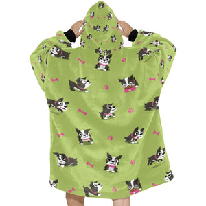 Boston Terrier Love Blanket Hoodie for Women-Apparel-Apparel, Blankets-14