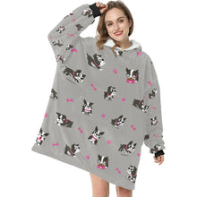 Load image into Gallery viewer, Boston Terrier Love Blanket Hoodie for Women-Apparel-Apparel, Blankets-4