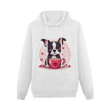 Load image into Gallery viewer, Boston Terrier Love Brew Women&#39;s Cotton Fleece Hoodie Sweatshirt-Apparel-Apparel, Boston Terrier, Hoodie, Sweatshirt-White-XS-2