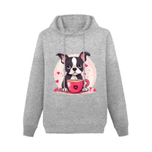 Load image into Gallery viewer, Boston Terrier Love Brew Women&#39;s Cotton Fleece Hoodie Sweatshirt-Apparel-Apparel, Boston Terrier, Hoodie, Sweatshirt-Gray-XS-3