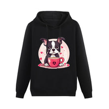 Load image into Gallery viewer, Boston Terrier Love Brew Women&#39;s Cotton Fleece Hoodie Sweatshirt-Apparel-Apparel, Boston Terrier, Hoodie, Sweatshirt-Black-XS-1