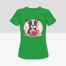 Load image into Gallery viewer, Boston Terrier Love Brew Women&#39;s Cotton T-Shirts - 5 Colors-Apparel-Apparel, Boston Terrier, Shirt, T Shirt-10