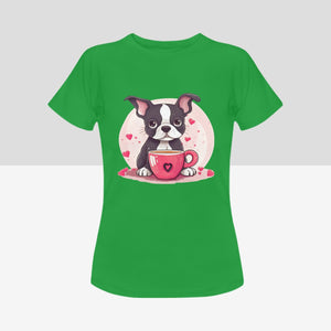 Boston Terrier Love Brew Women's Cotton T-Shirts - 5 Colors-Apparel-Apparel, Boston Terrier, Shirt, T Shirt-10