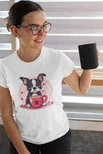 Load image into Gallery viewer, Boston Terrier Love Brew Women&#39;s Cotton T-Shirts - 5 Colors-Apparel-Apparel, Boston Terrier, Shirt, T Shirt-White-Small-2