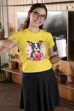 Load image into Gallery viewer, Boston Terrier Love Brew Women&#39;s Cotton T-Shirts - 5 Colors-Apparel-Apparel, Boston Terrier, Shirt, T Shirt-Yellow-Small-4