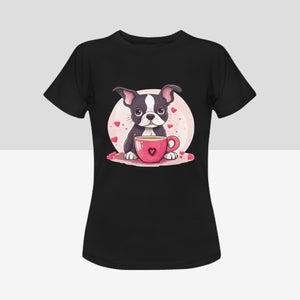 Boston Terrier Love Brew Women's Cotton T-Shirts - 5 Colors-Apparel-Apparel, Boston Terrier, Shirt, T Shirt-6