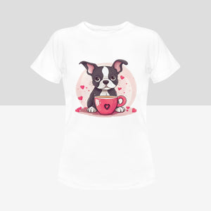 Boston Terrier Love Brew Women's Cotton T-Shirts - 5 Colors-Apparel-Apparel, Boston Terrier, Shirt, T Shirt-7