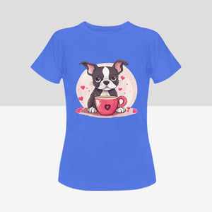 Boston Terrier Love Brew Women's Cotton T-Shirts - 5 Colors-Apparel-Apparel, Boston Terrier, Shirt, T Shirt-8