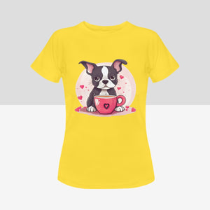Boston Terrier Love Brew Women's Cotton T-Shirts - 5 Colors-Apparel-Apparel, Boston Terrier, Shirt, T Shirt-9