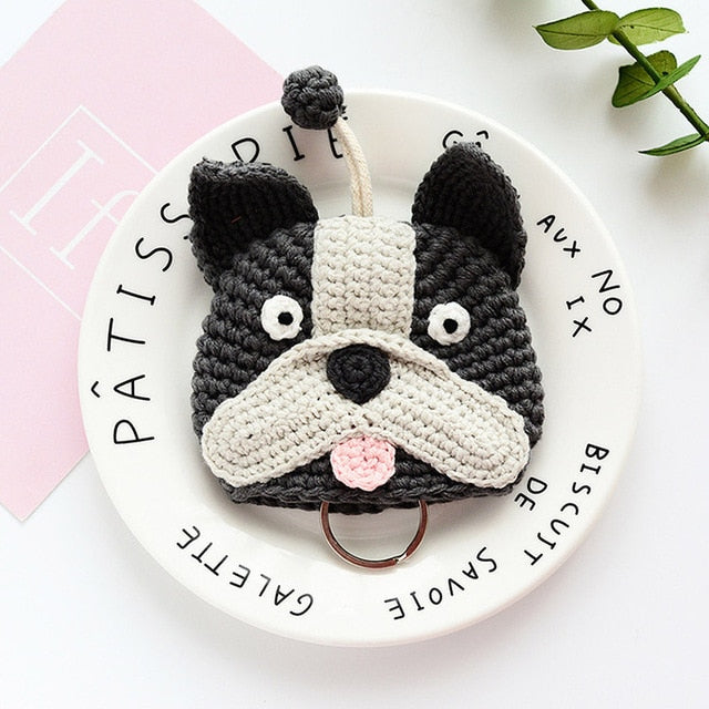 Boston Terrier Love Knitted Coin Purse and Keychain-Accessories-Accessories, Bags, Boston Terrier, Dogs, Keychain-Boston Terrier-1